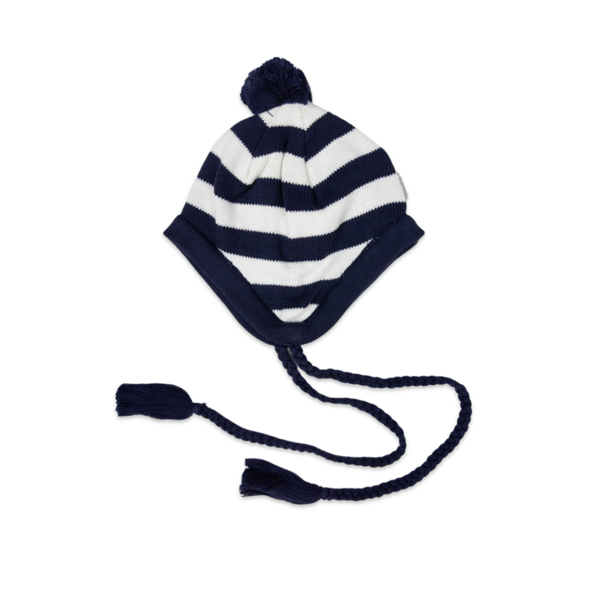 Lined Knit Beanie White Stripe