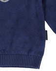 Truck Applique Knit Sweater Navy Stripe