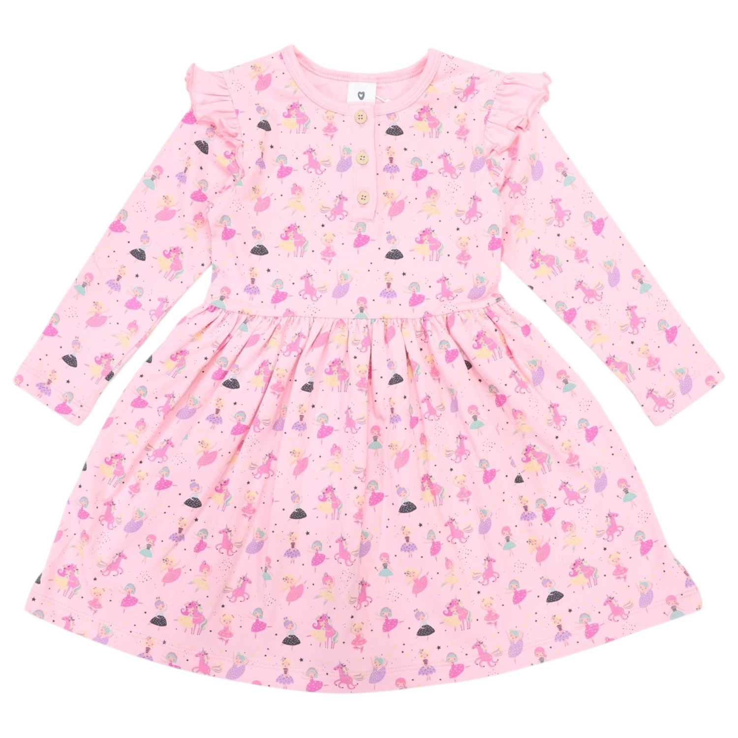Dancing Unicorn Print Dress Pink