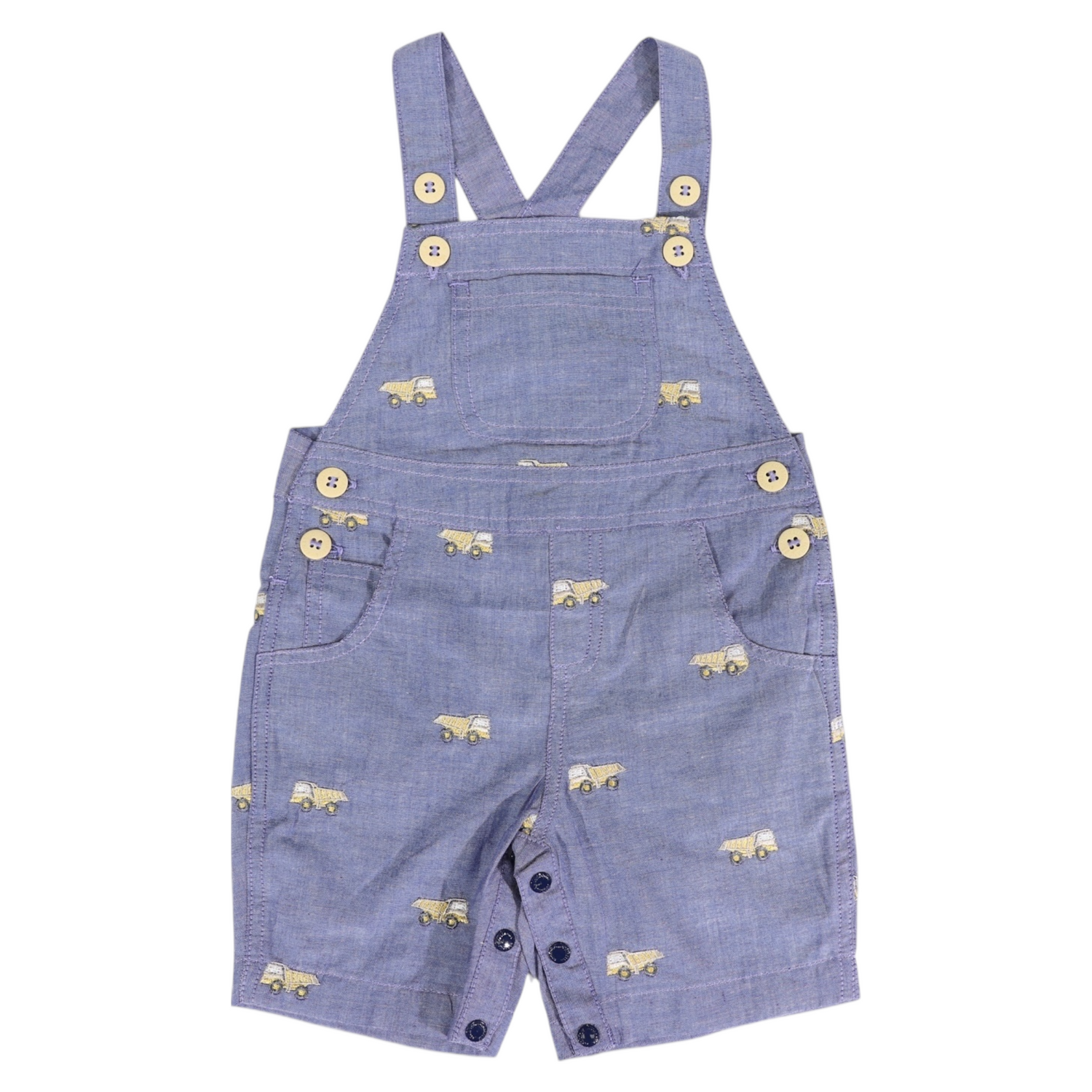 Embroidered Truck Chambray Overall Dark