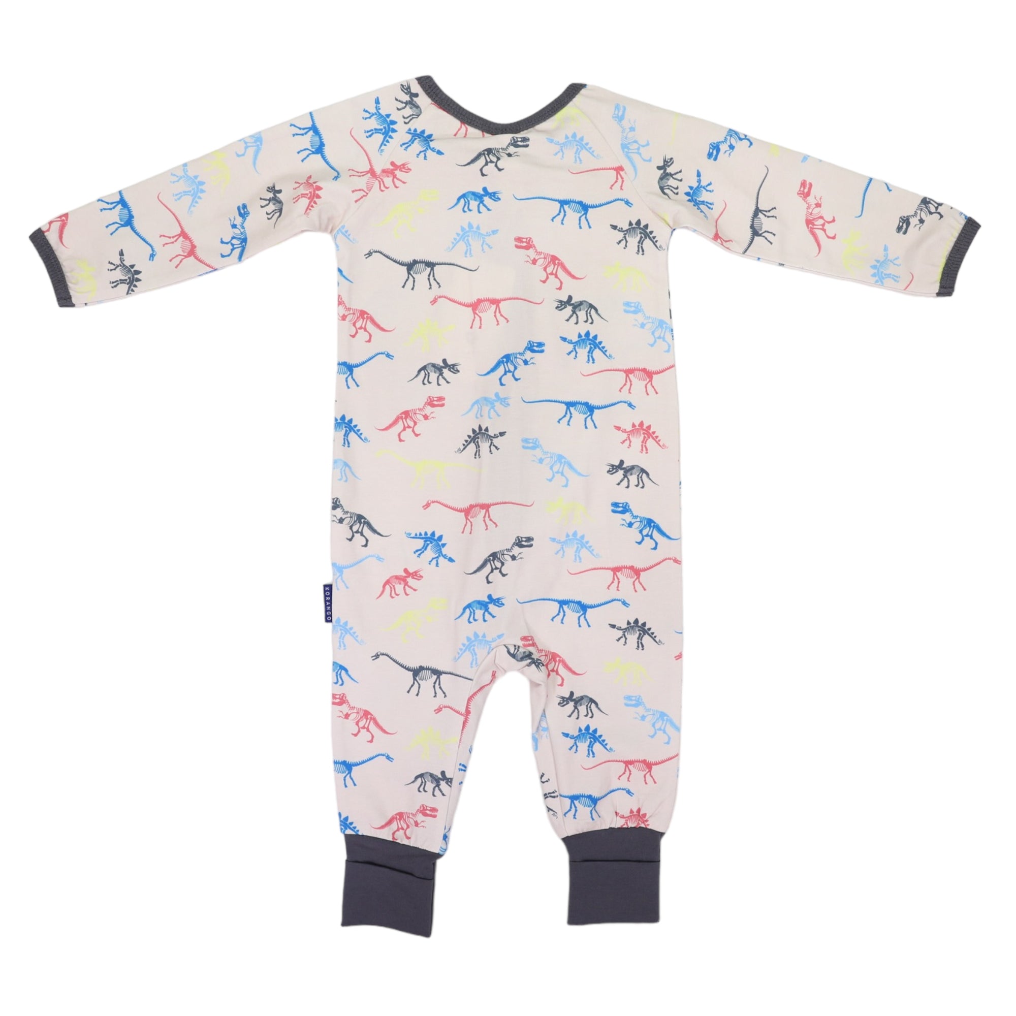 Dinosaur Long Sleeve Zip Onesie Tapioca