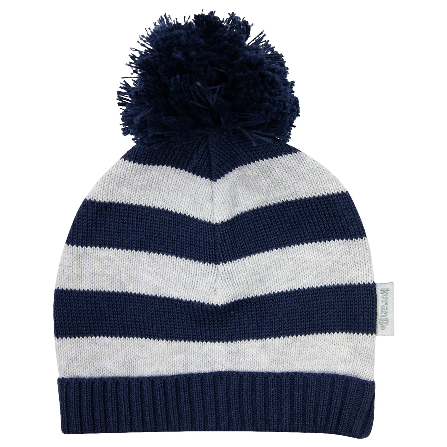 Striped Knit Beanie Grey & Navy