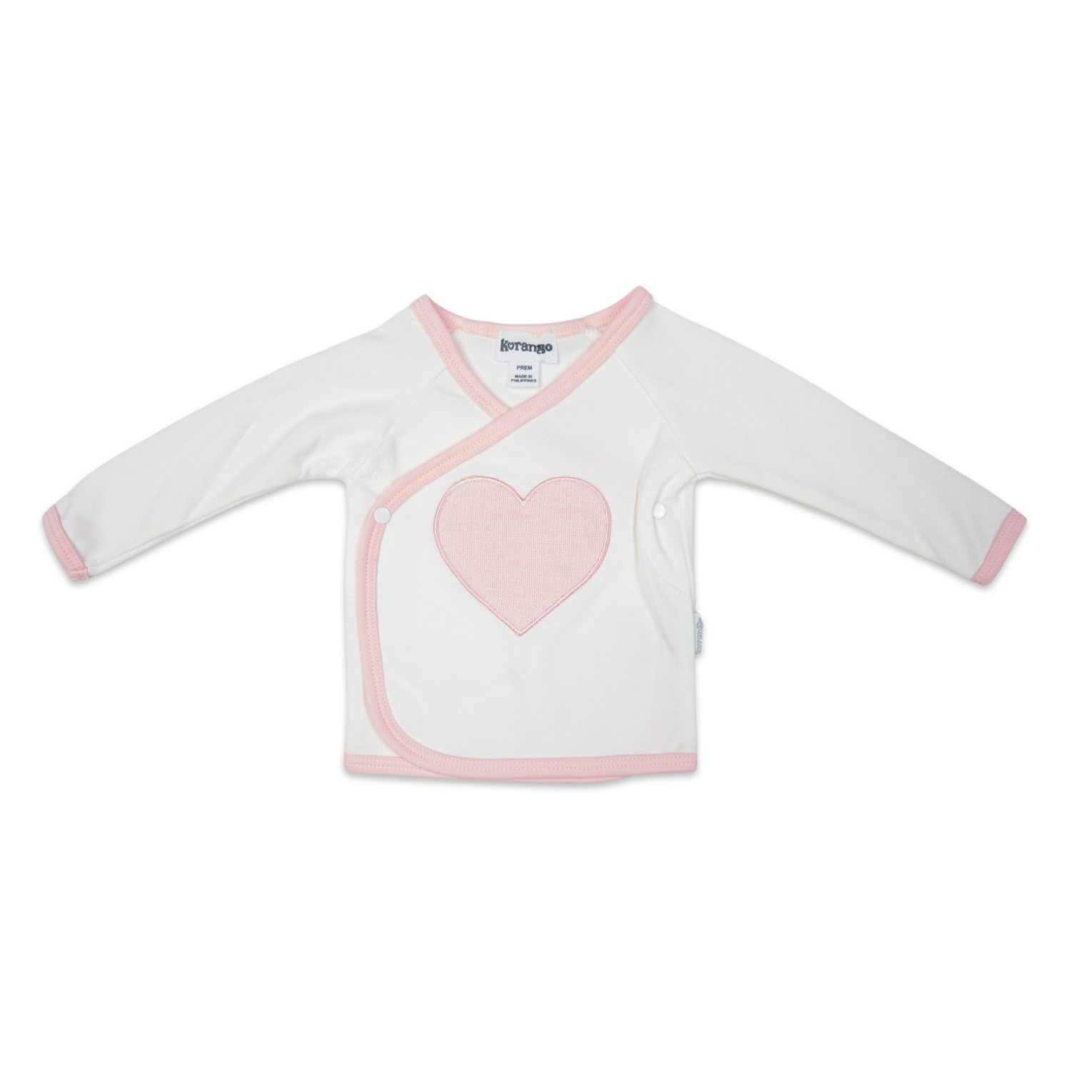 Long Sleeve Top With Heart Applique Cream