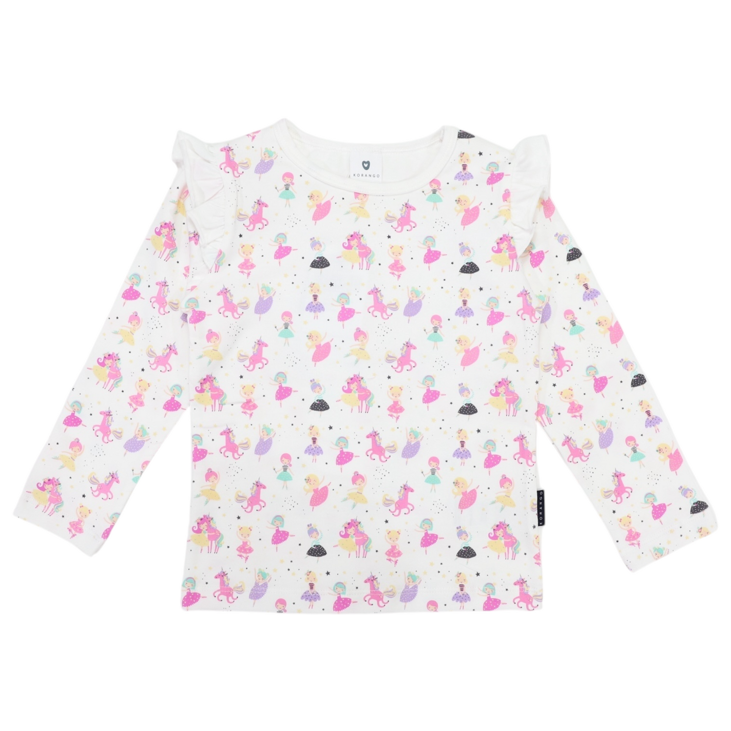 Dancing Unicorn Frill Print Tee Cream