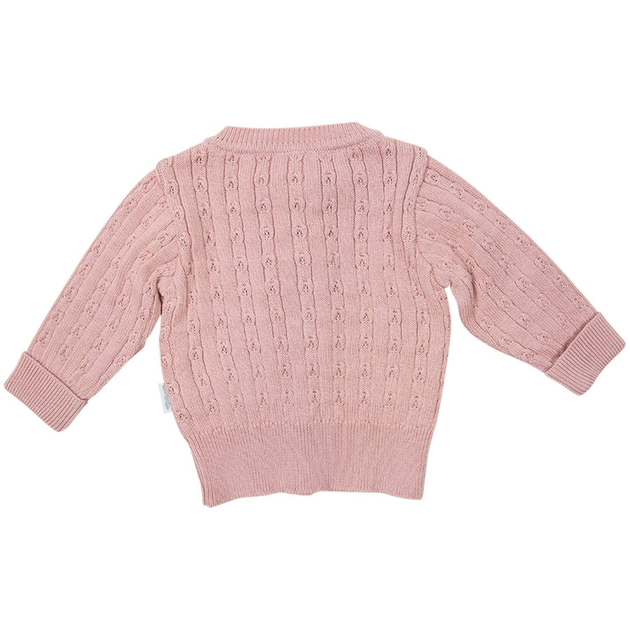 Fine Cable Cardigan Pink