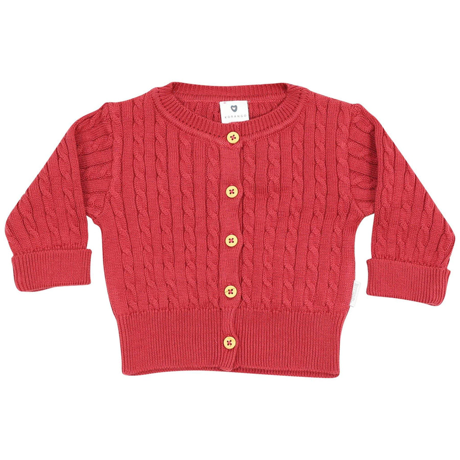 Cable Knit Cardigan Red