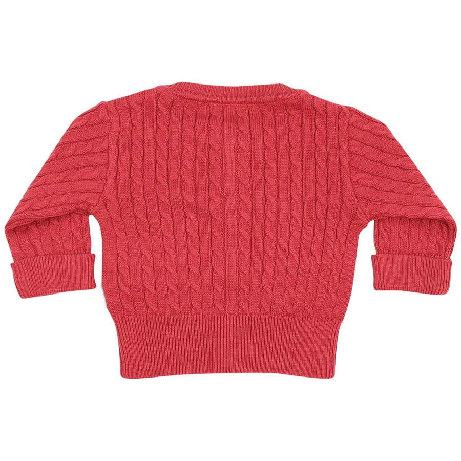 Cable Knit Cardigan Red