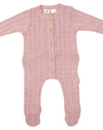 Fine Cable Knit Romper Pink