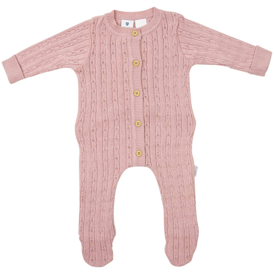 Fine Cable Knit Romper Pink