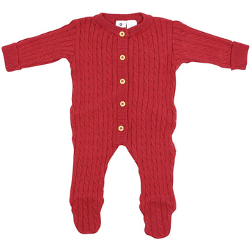 Cable Knit Romper Red