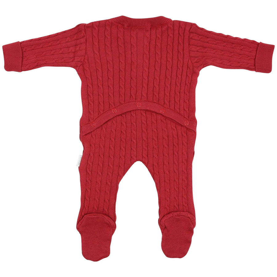 Cable Knit Romper Red