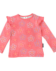 All Over Flower Print Frill Top Tea Rose