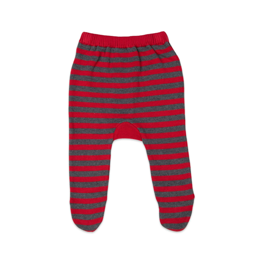 Striped Knit Legging Red/Charcoal