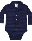 Collared Spot Bodysuit Navy