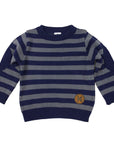 Cotton Knit Striped Sweater Charcoal/Navy