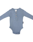 Button Down Cotton Modal Bodysuit Blue