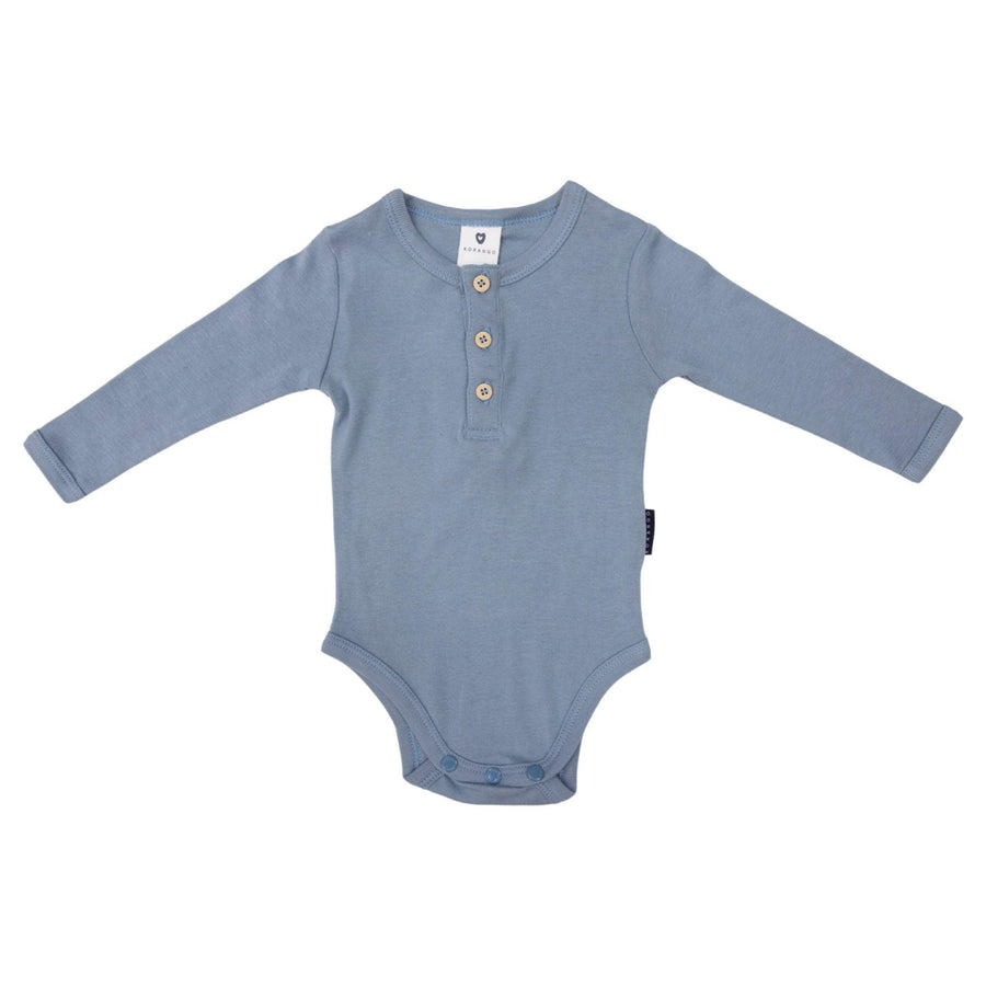 Button Down Cotton Modal Bodysuit Blue