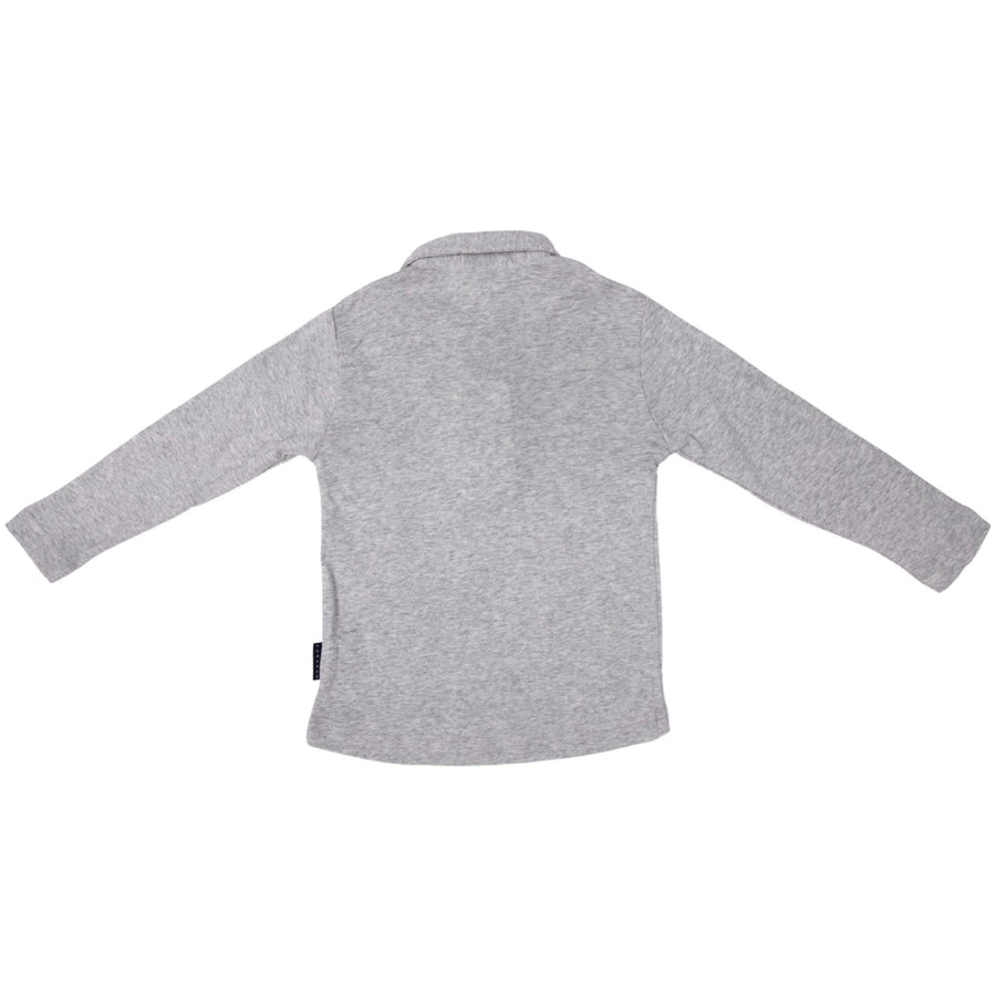 Cotton Modal Long Sleeve Polo Grey Marle