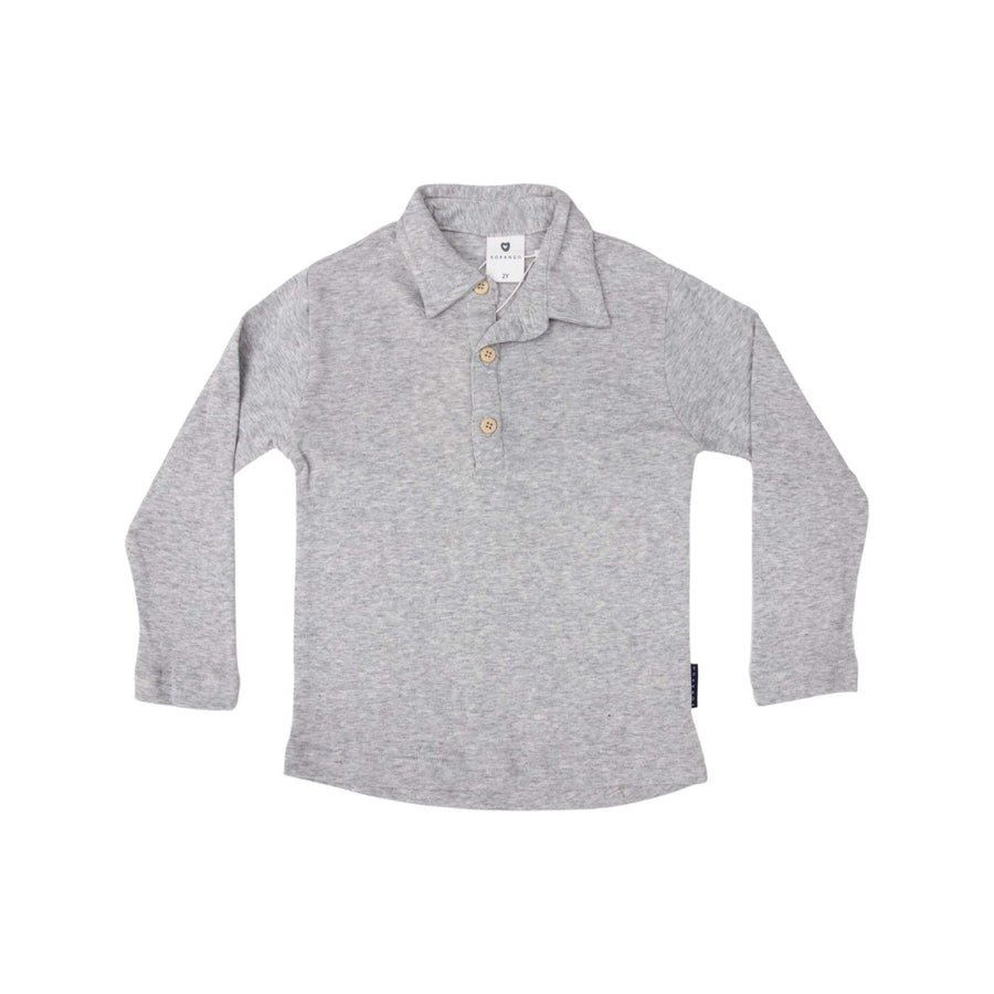 Cotton Modal Long Sleeve Polo Grey Marle