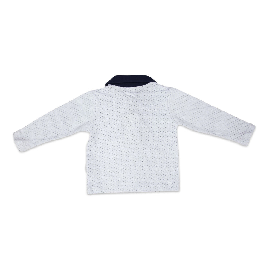 Long Sleeve Top with Collar White