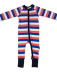 Stripes Zip Onesie Blue