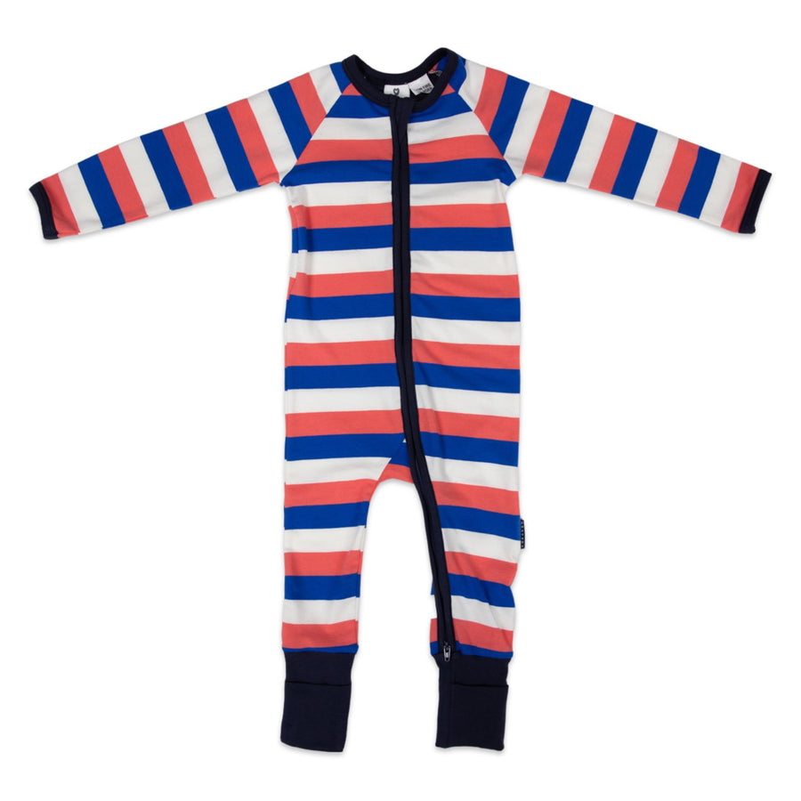 Stripes Zip Onesie Blue