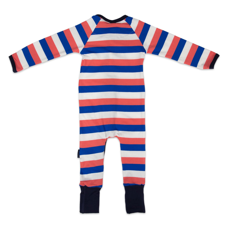 Stripes Zip Onesie Blue