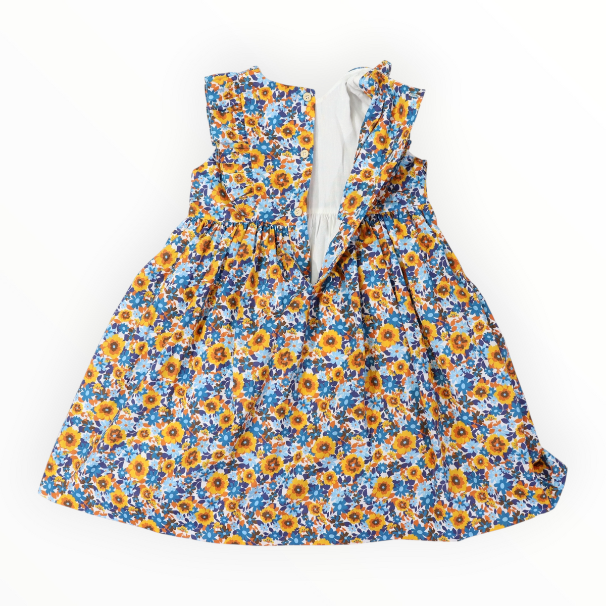 Bold Smocked Floral Dress Blue