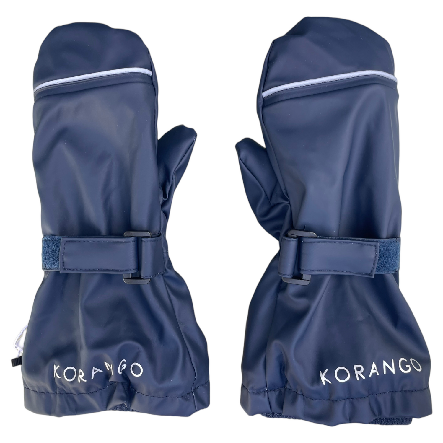 Polar Fleece Lined Waterproof Mittens with Adjustble Fastener Navy