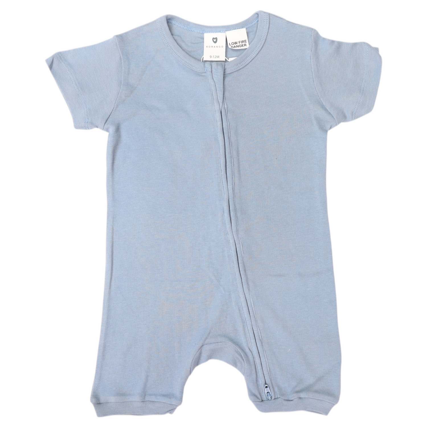 Cotton Modal Short Sleeve Zip Onesie Blue