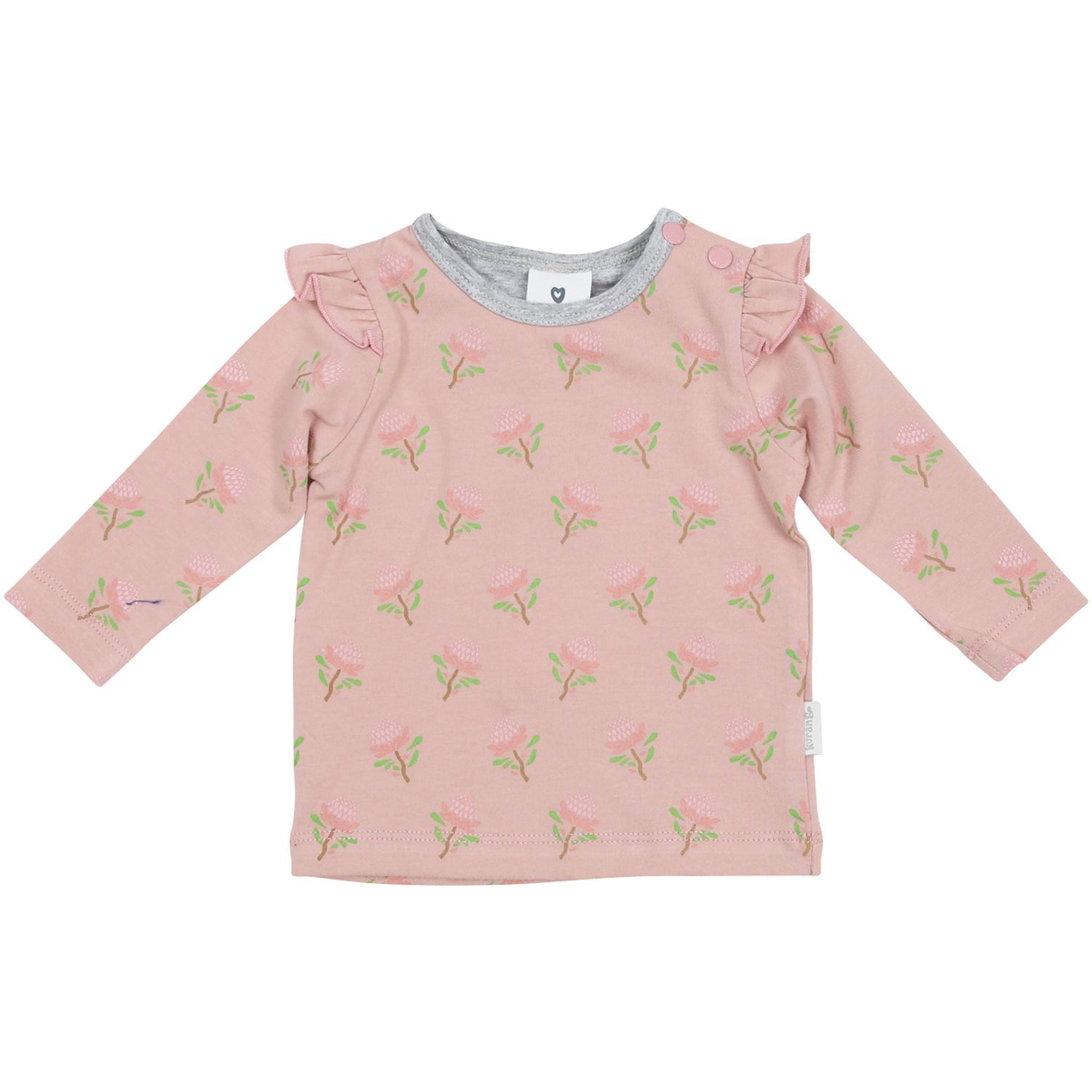 Long Sleeve Top With Flower Print Pink