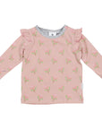 Long Sleeve Top With Flower Print Pink