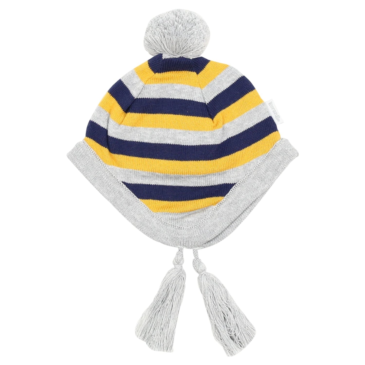 Striped Knit Beanie Mustard & Grey