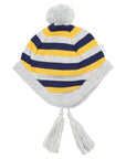 Striped Knit Beanie Mustard & Grey