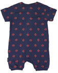 Strawberry Print Short Sleeve Romper Navy