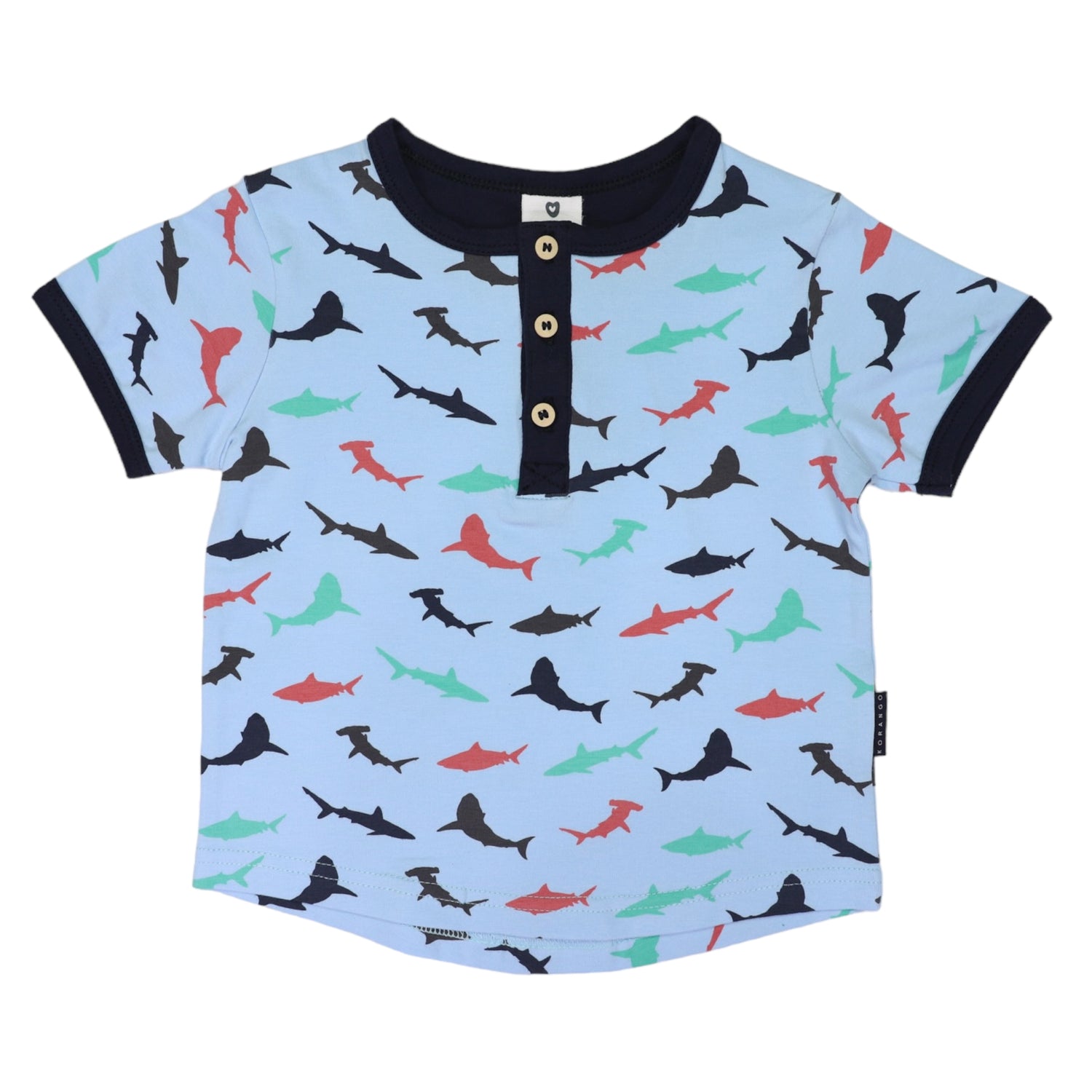Shark Print Henley Tee Blue