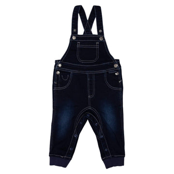 Denim Knit Overalls Dark Denim