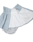 Smocked Blouse & Frill Pant Blue