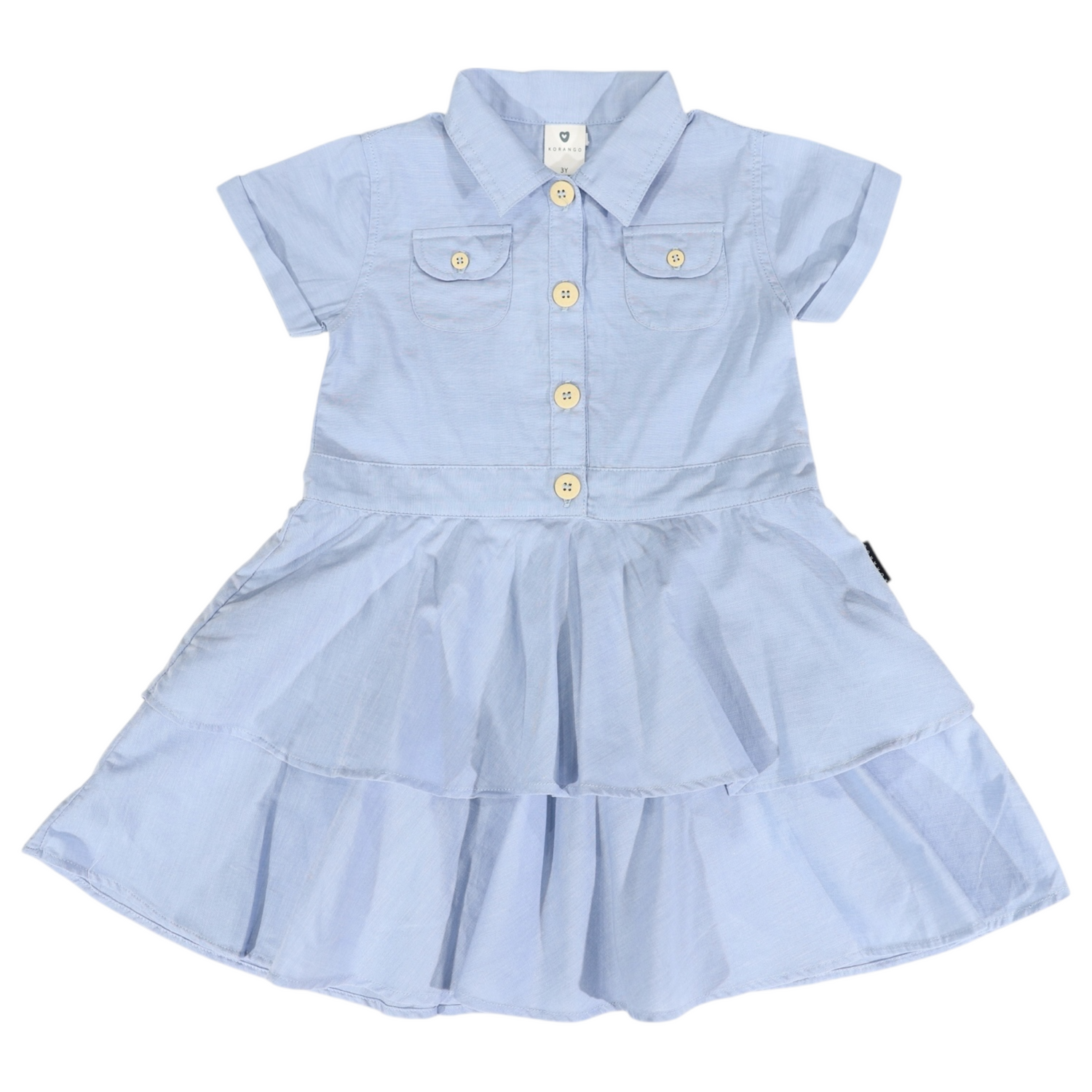 Chambray Tiered Swing Dress Light
