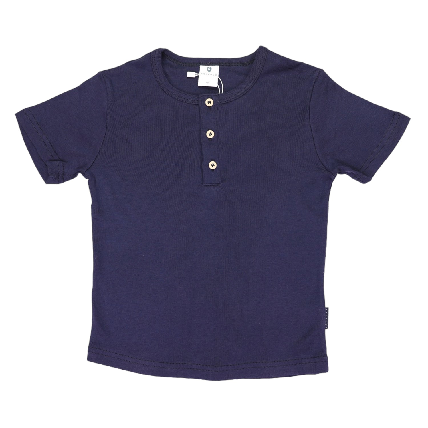 Short Sleeve Cotton Modal Henley Tee Navy