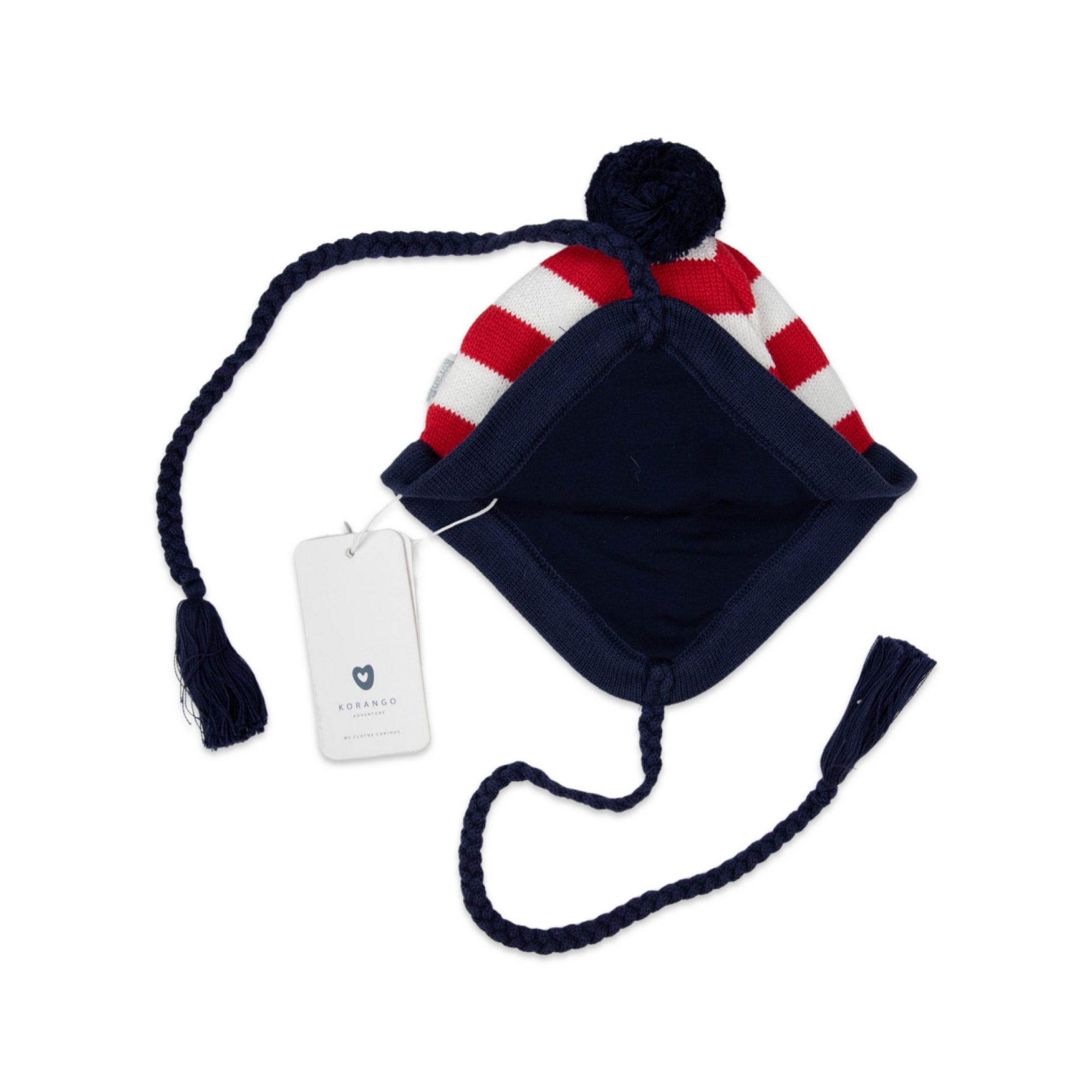 Lined Knit Beanie White Stripe