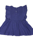 Cotton Modal Frill Blouse Navy