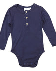 Cotton Modal Henley Bodysuit Navy