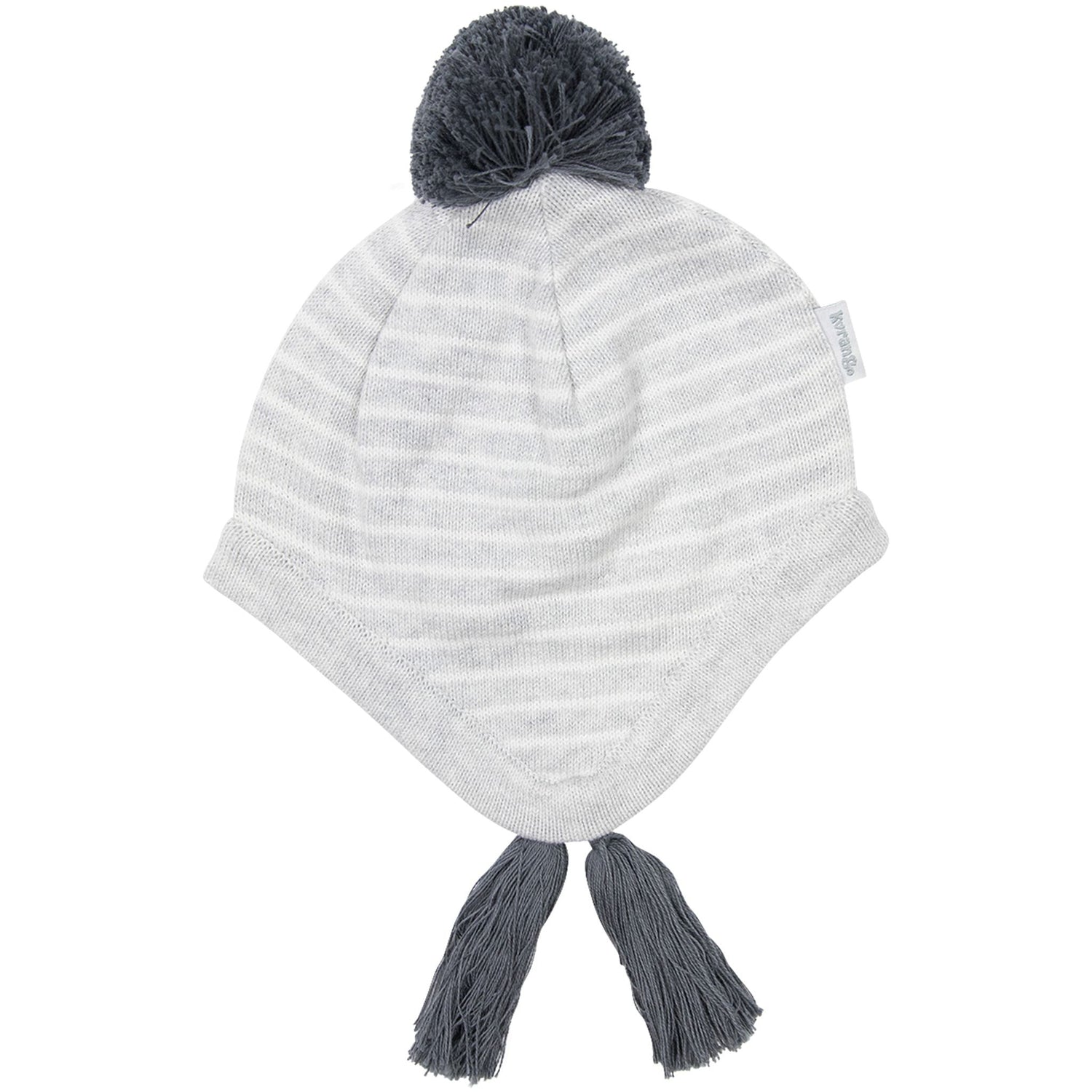 Striped Knit Beanie Charcoal Tassels