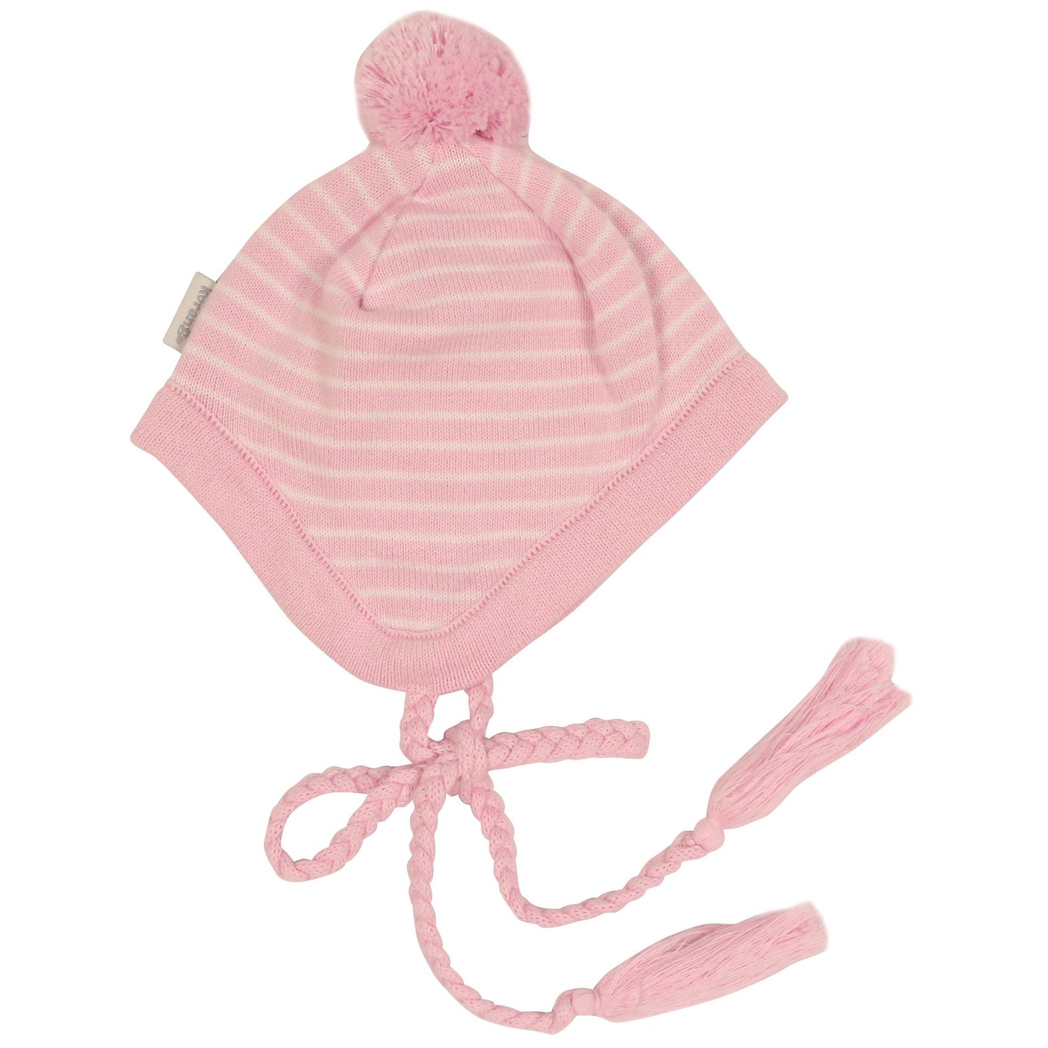 Lined Knit Beanie Pink & White Stripe