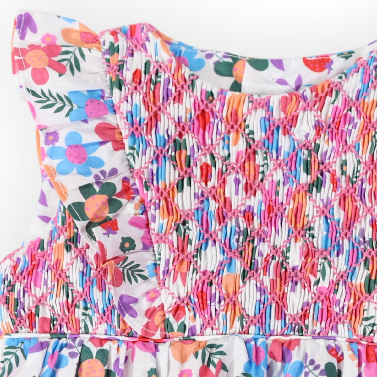 Smocked Bold Floral Sunsuit