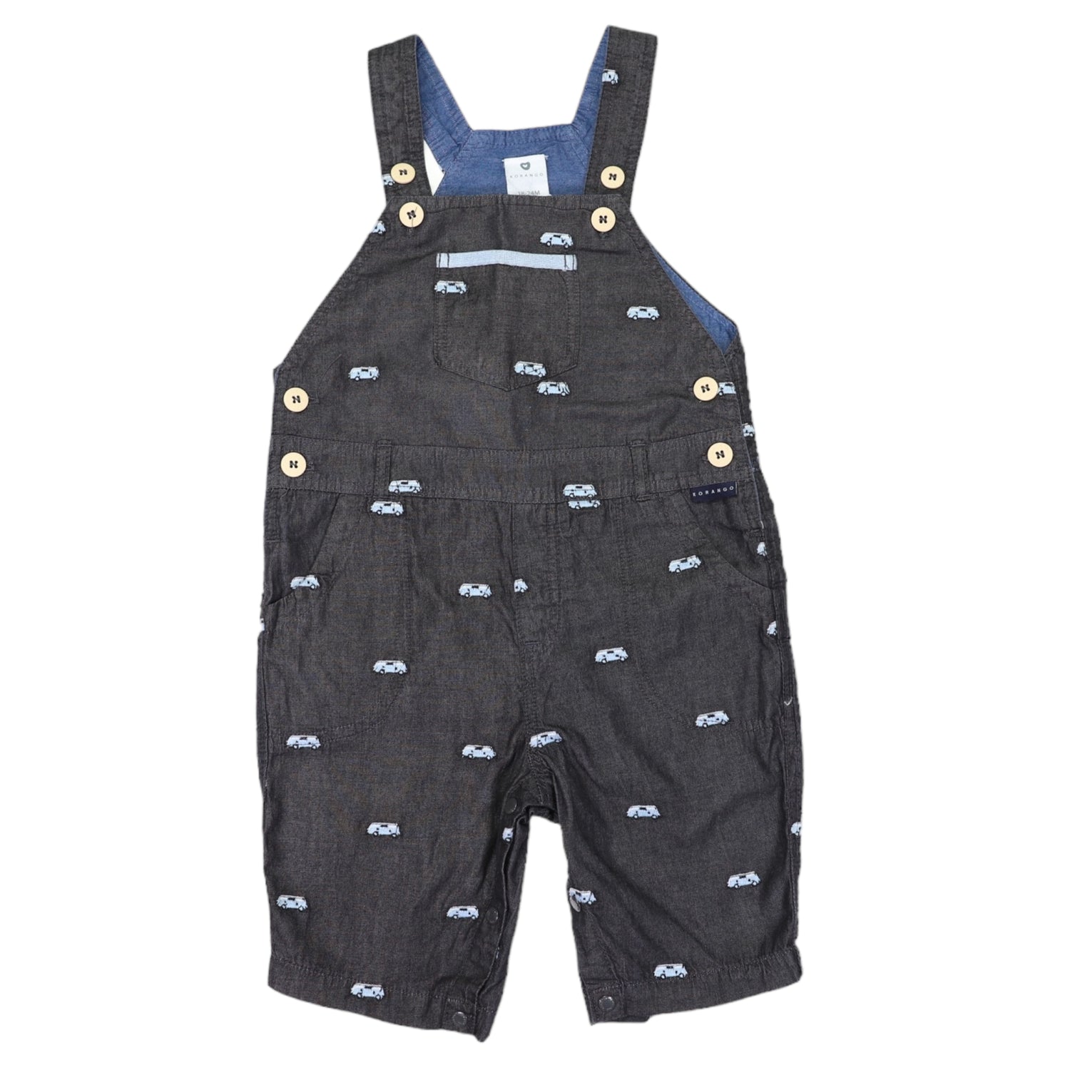 Kombi Van Embroidered Overalls Charcoal