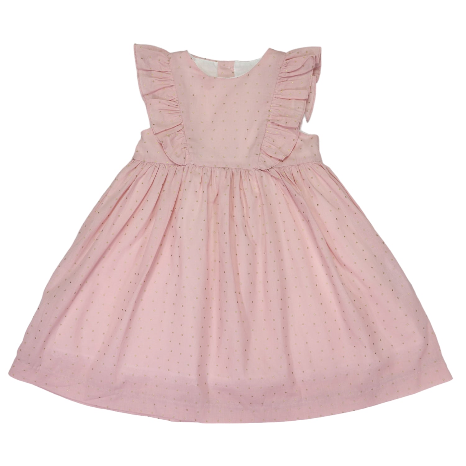 Gold Spot Cotton Lawn Frill Dress Pink