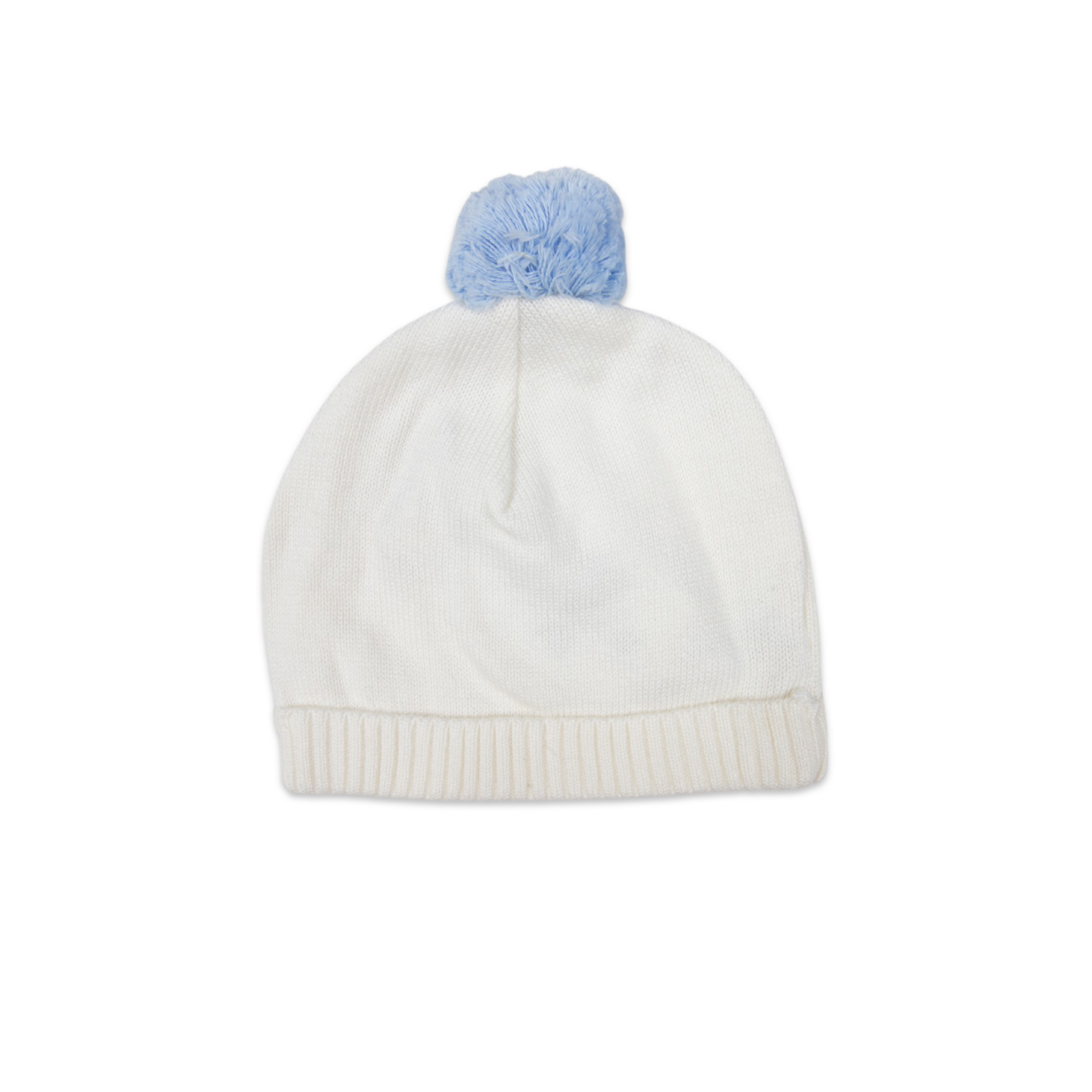 Knit Beanie Blue with White Pom