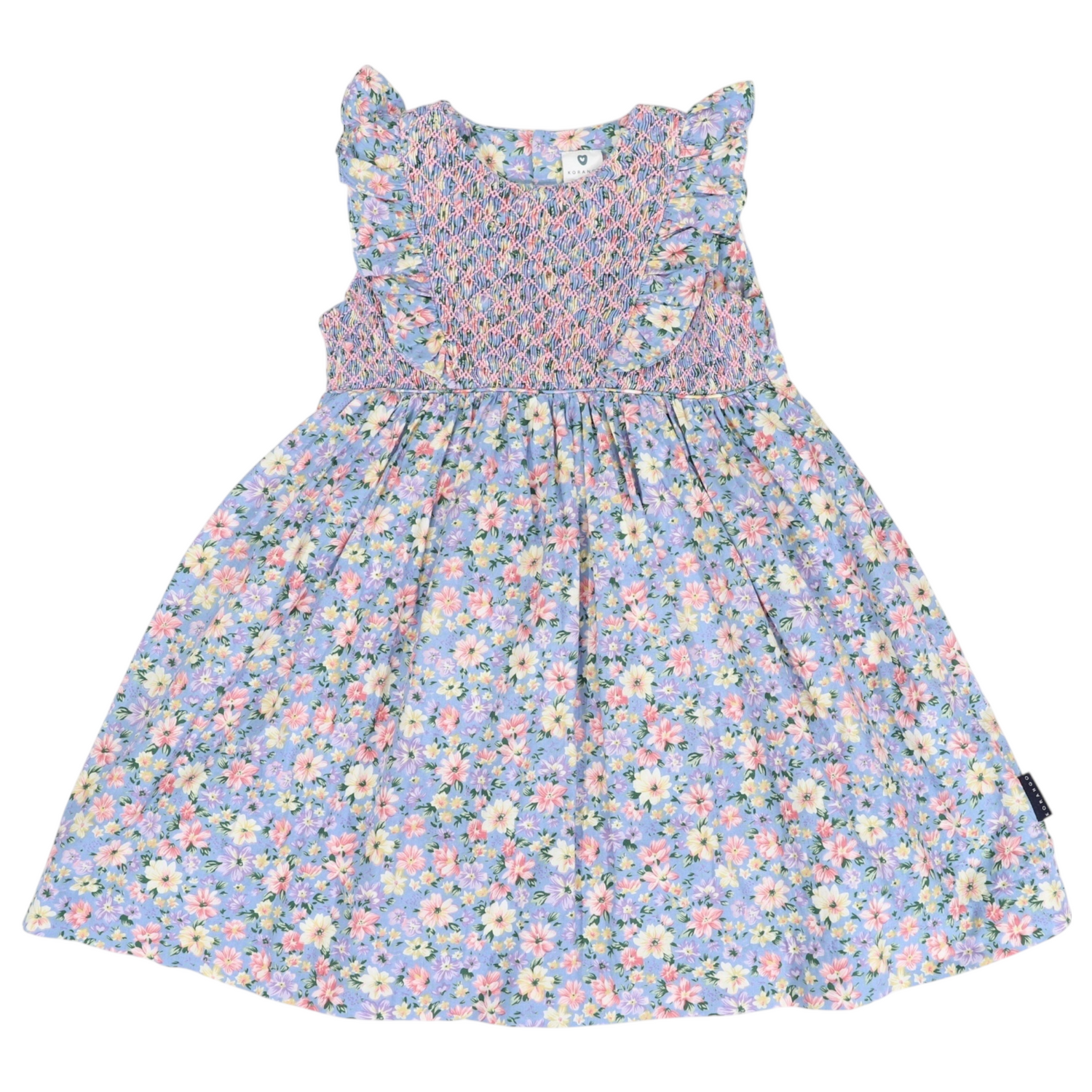 Smocked Floral Dress Blue Floral